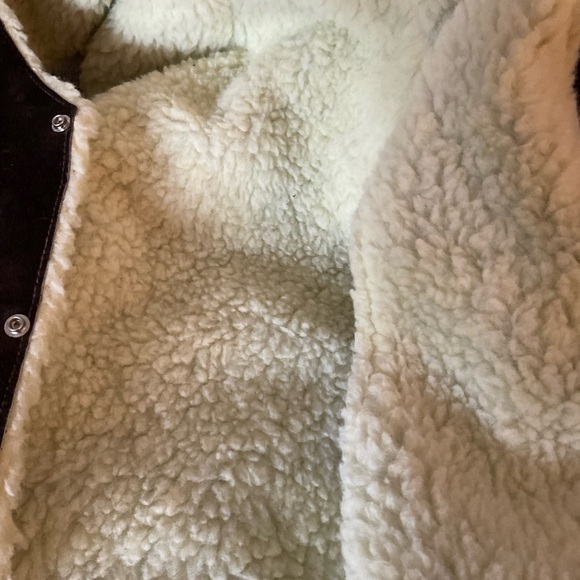 Mejia Mens Sz 48 Sherpa Lined Leather Snap Close Slash Pocket Western Brown Vest - Picture 5 of 8